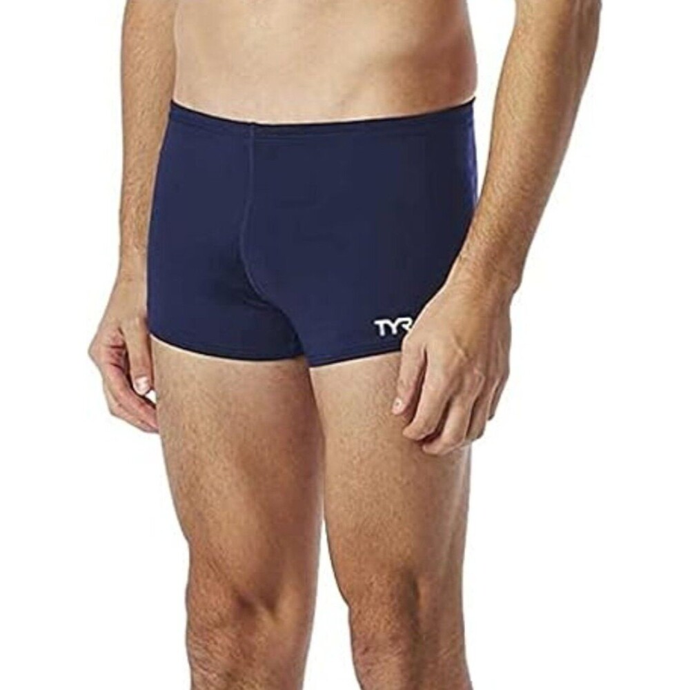 TYR Men's Durafast Elite Solid Square Leg Swimsuit, Navy, Size 28 S